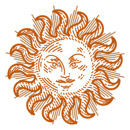 Sol com traço cheio de rosto Desenho PNG