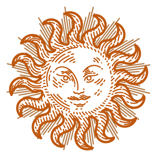 Sol com traço cheio de rosto Desenho PNG