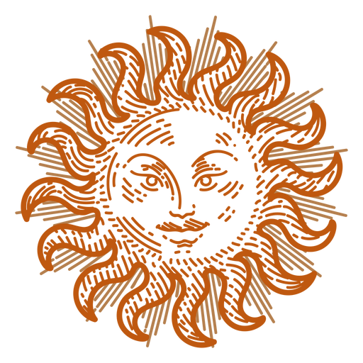 Sun with face filled stroke PNG Design