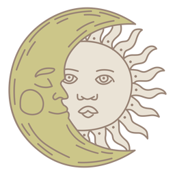 Moon and sun color stroke PNG Design Transparent PNG