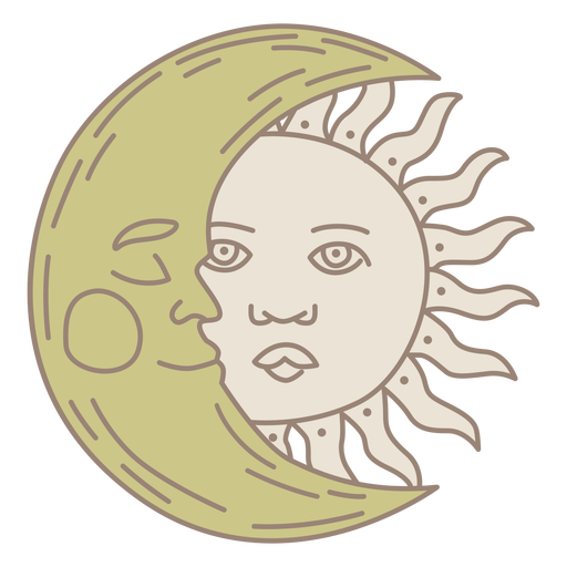 Trazo de color de luna y sol. Diseño PNG