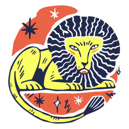 Lion leo zodiac sign color stroke