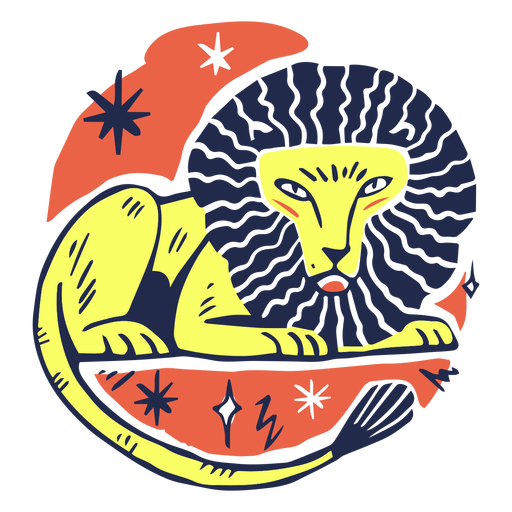 León leo signo del zodiaco trazo de color Diseño PNG