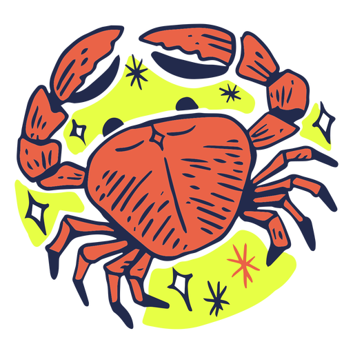Cáncer cangrejo signo del zodiaco trazo de color Diseño PNG