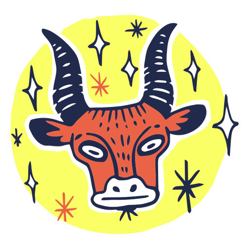 Taurus bull zodiac sign color stroke