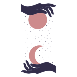 Hands moon and sun conceptual abstract PNG Design