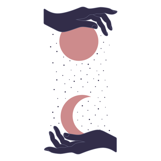 Mãos lua e sol abstrato conceitual Desenho PNG