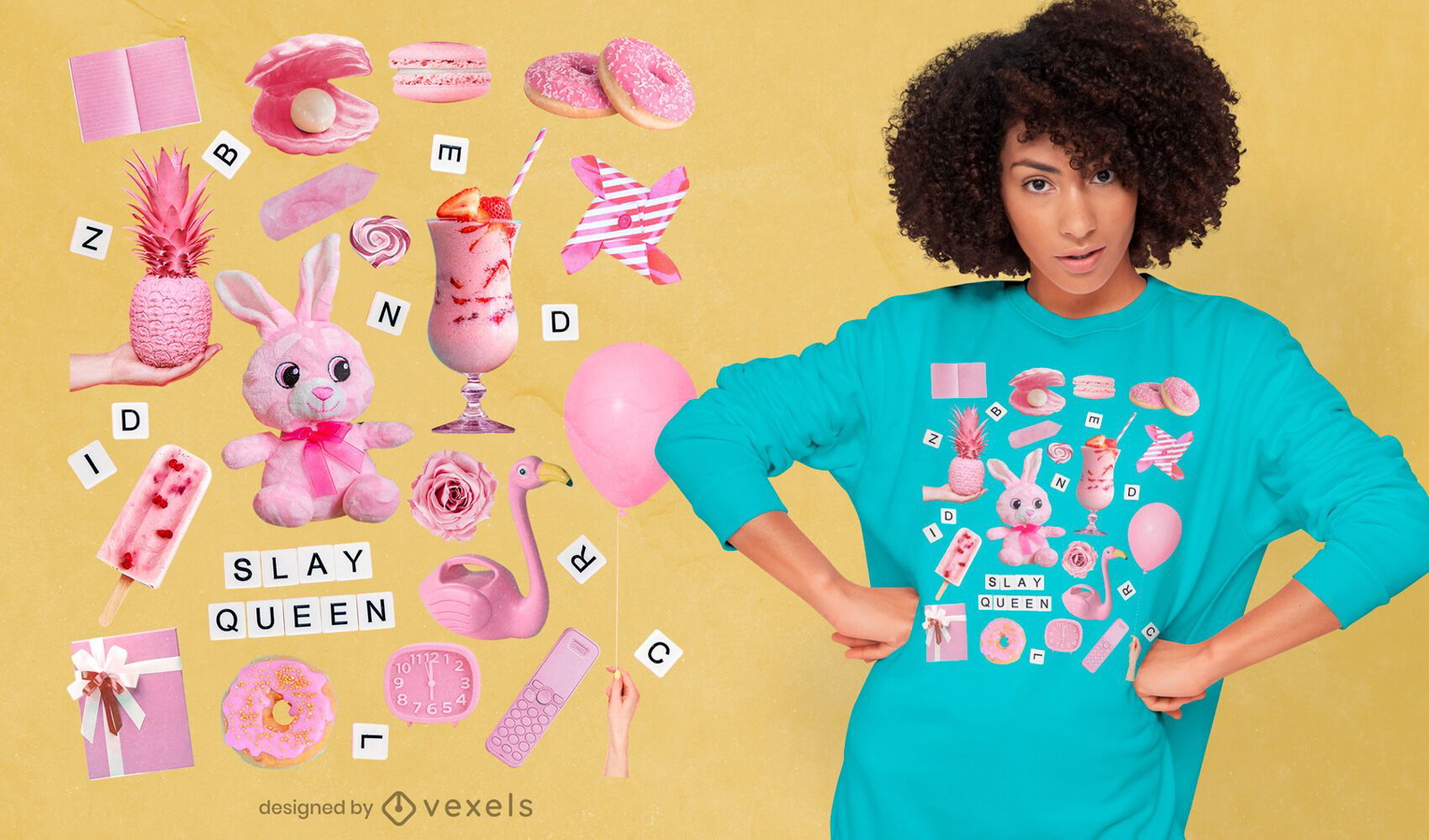 Pink elements psd t-shirt