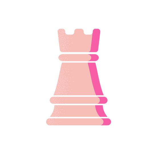 Pink rook semi flat chess piece PNG Design