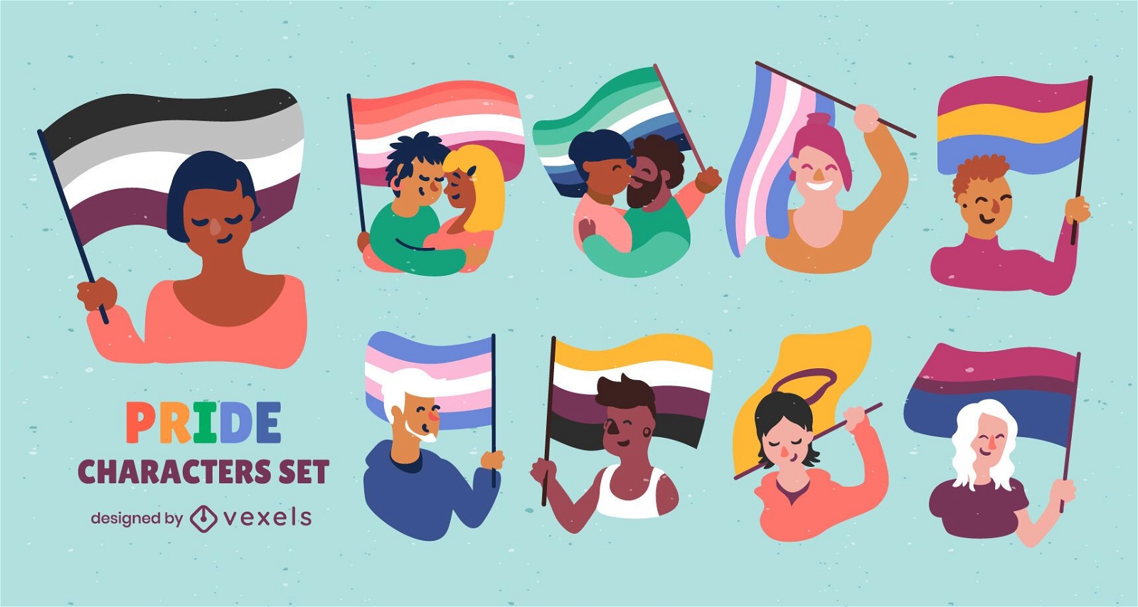 Stolz LGBT-Flagge Menschen Zeichensatz