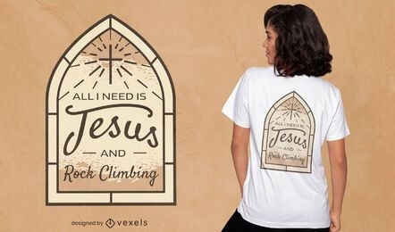 Design de t-shirt com citações de escalada em rocha Jesus