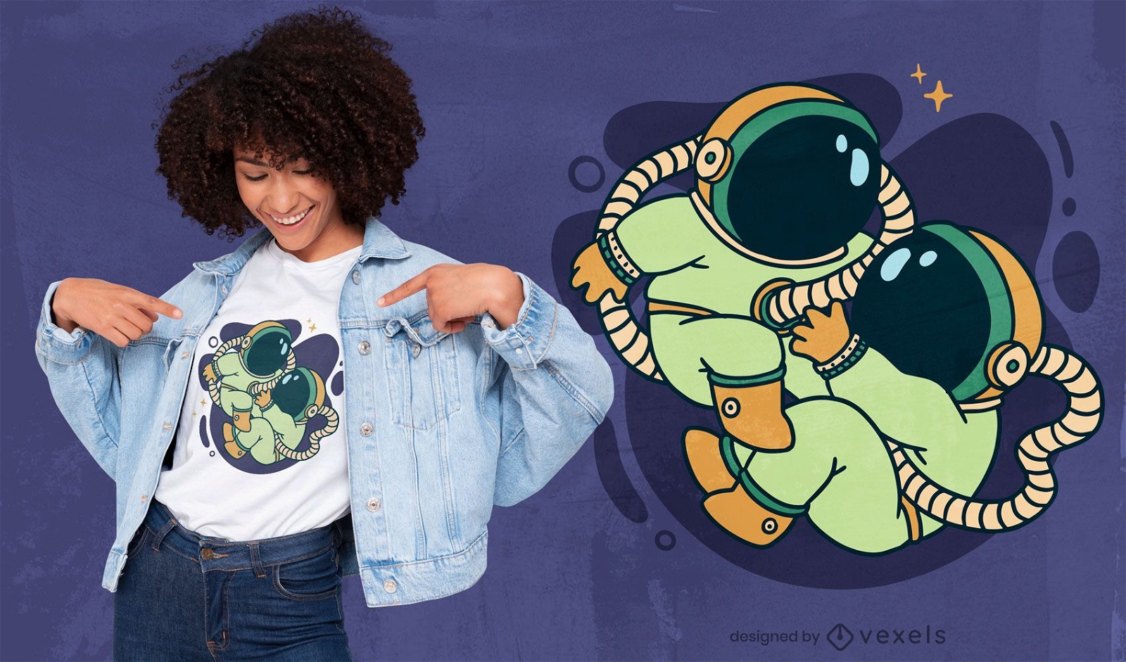 Design de camiseta espacial para beb?s g?meos astronautas