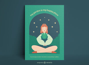 Happy Place Gartenplakat-Vorlagendesign