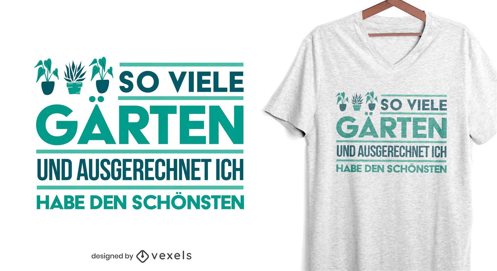 Plantas de jardim design de t-shirt com citações alemãs