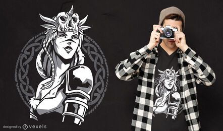 Scandinavian warrior woman t-shirt design