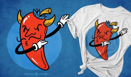 Diseño de camiseta de dabbing de comida de chili enojado