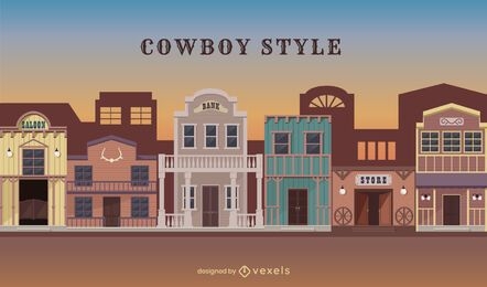 Wild west town background illustration