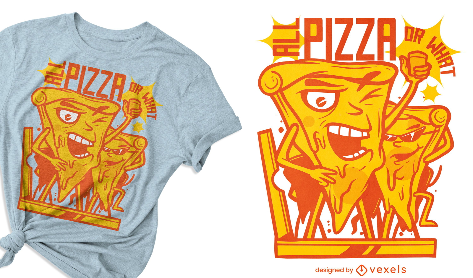 Pizza slice party cartoon t-shirt design
