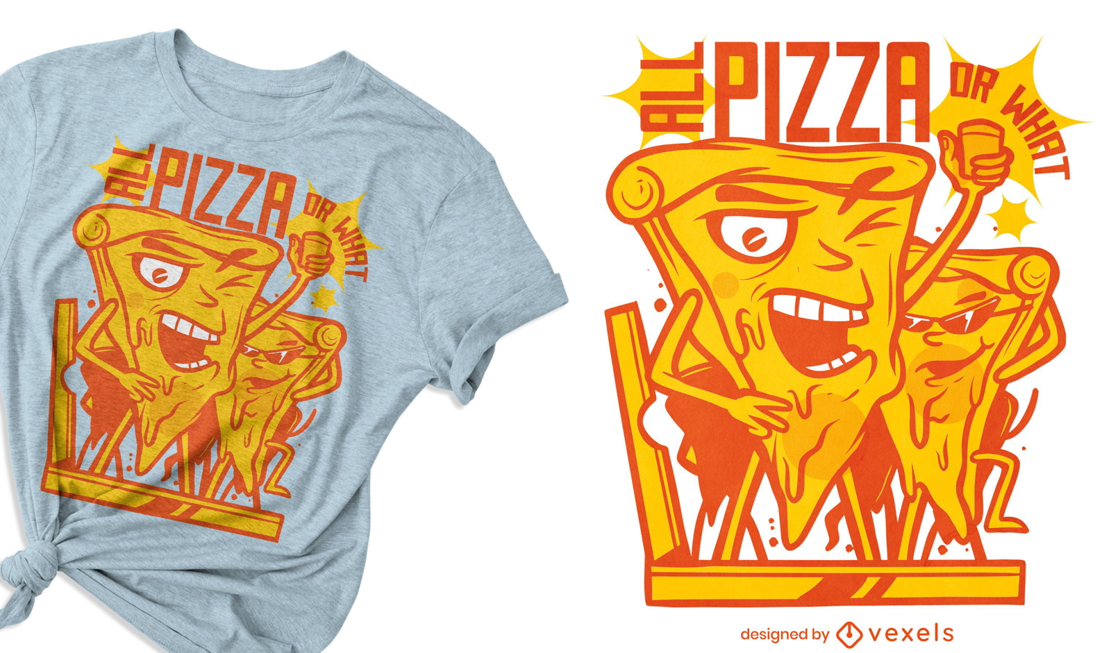 Pizza Slice Party Cartoon T-Shirt Design