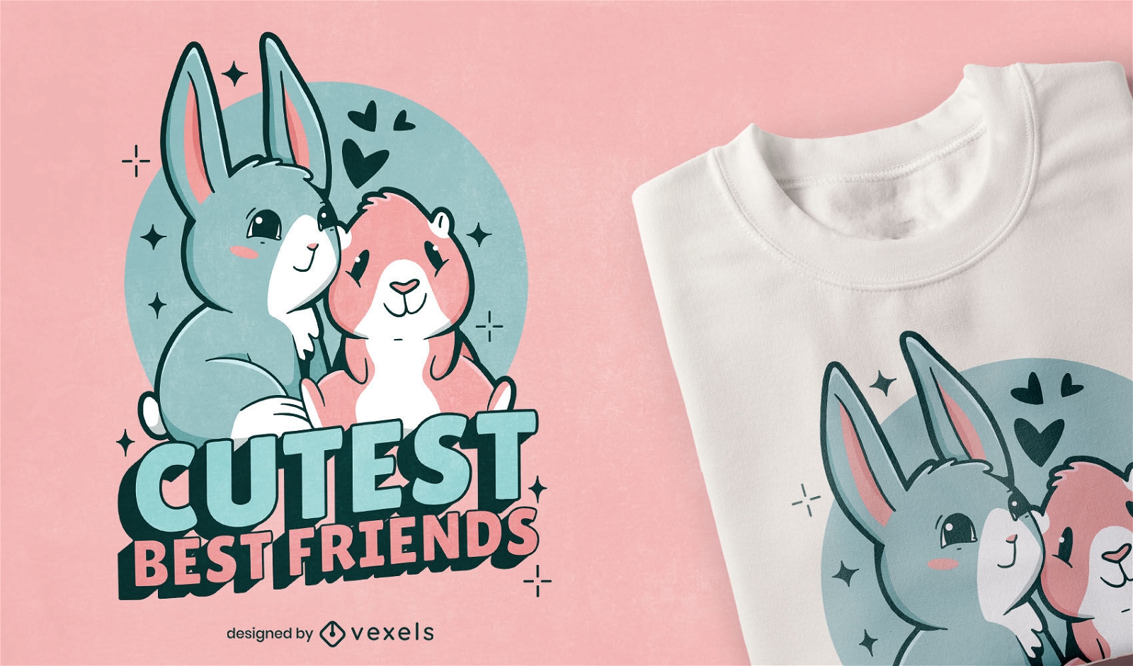 Meerschweinchen und Hase süßes T-Shirt Design
