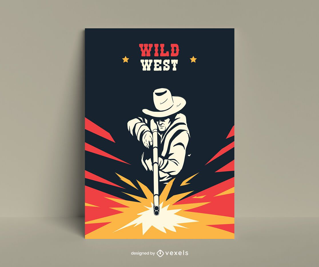 Cowboy schie?en flaches Plakatdesign