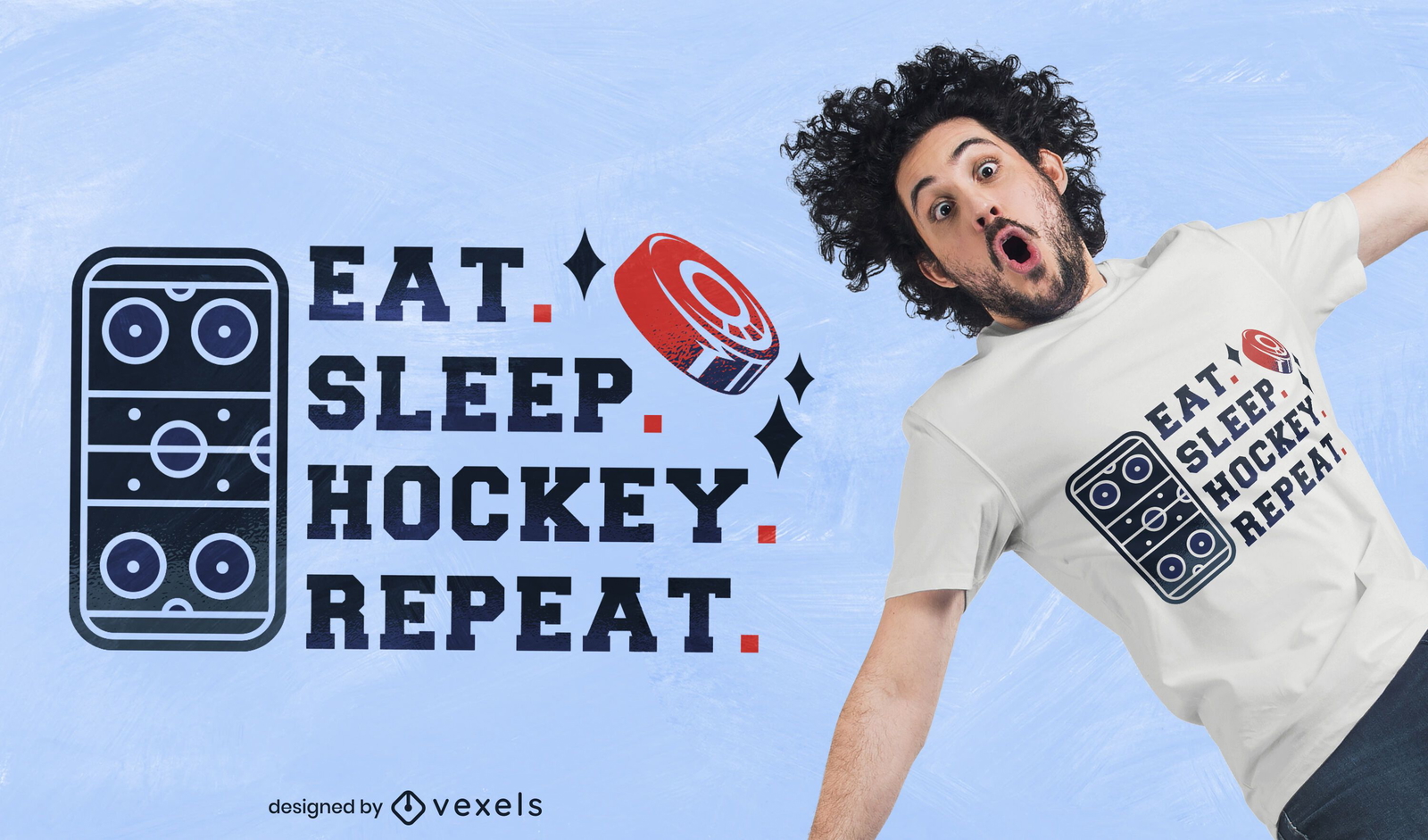 Eat sleep hockey repetir diseño de camiseta