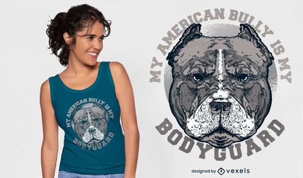 Diseño de camiseta de cita de guardaespaldas de perro pitbull