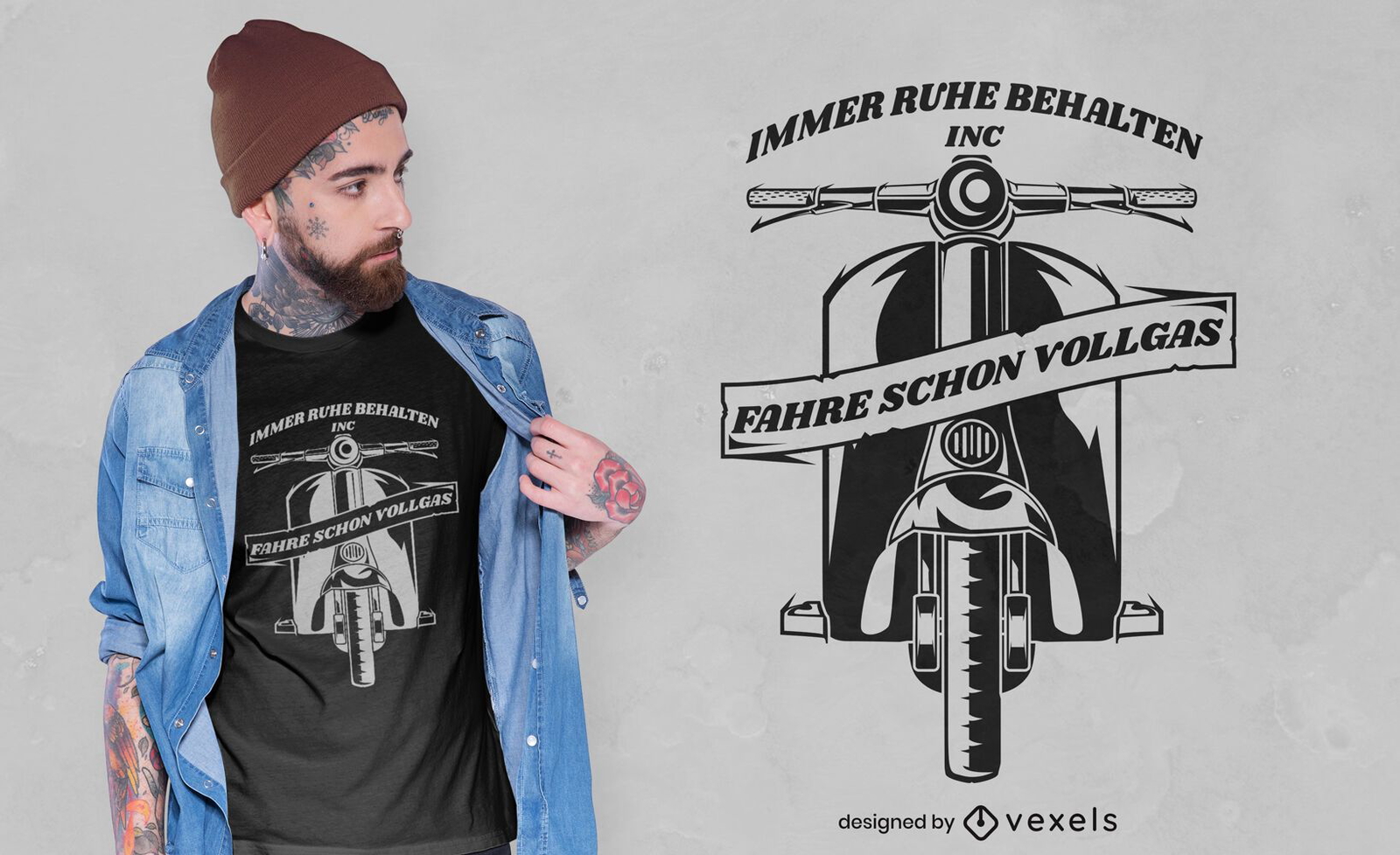 Diseño de camiseta de silueta de transporte de scooter.