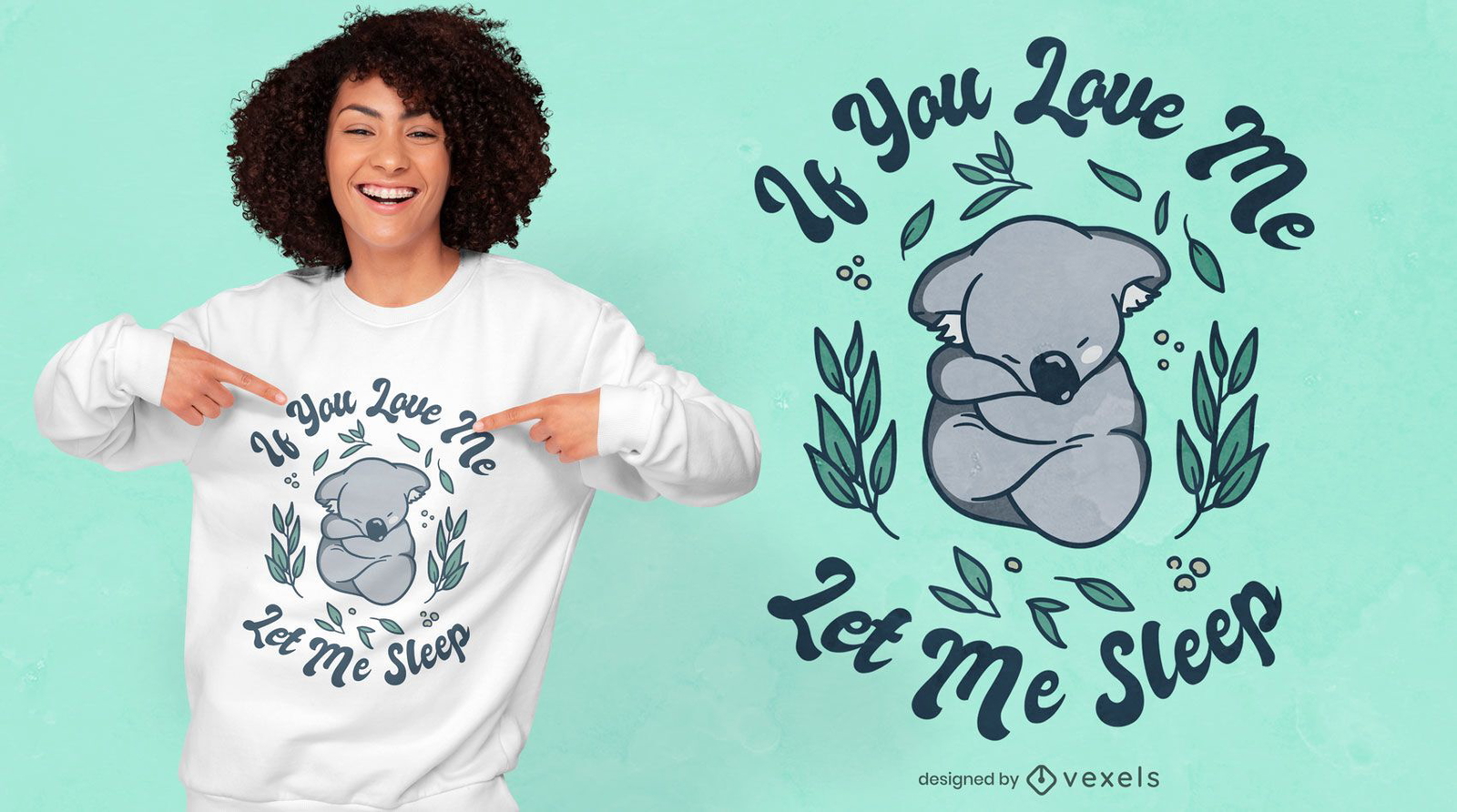 Diseño de camiseta de naturaleza dormida animal koala.