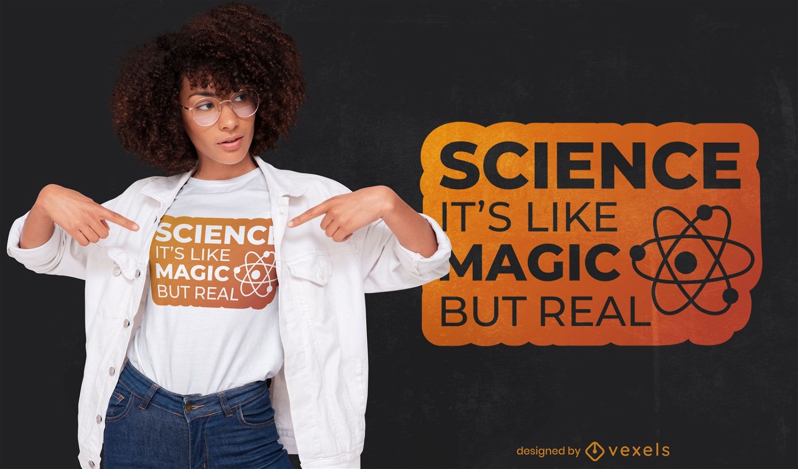 Dise?o de camiseta de cita de ciencia y magia.