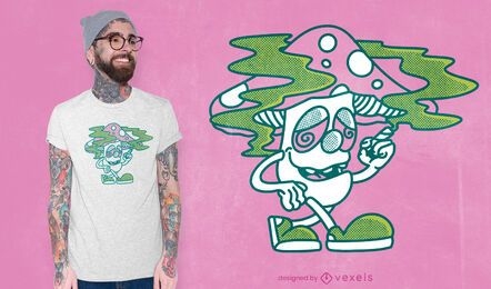 Design de camiseta com erva daninha para fumar cogumelo