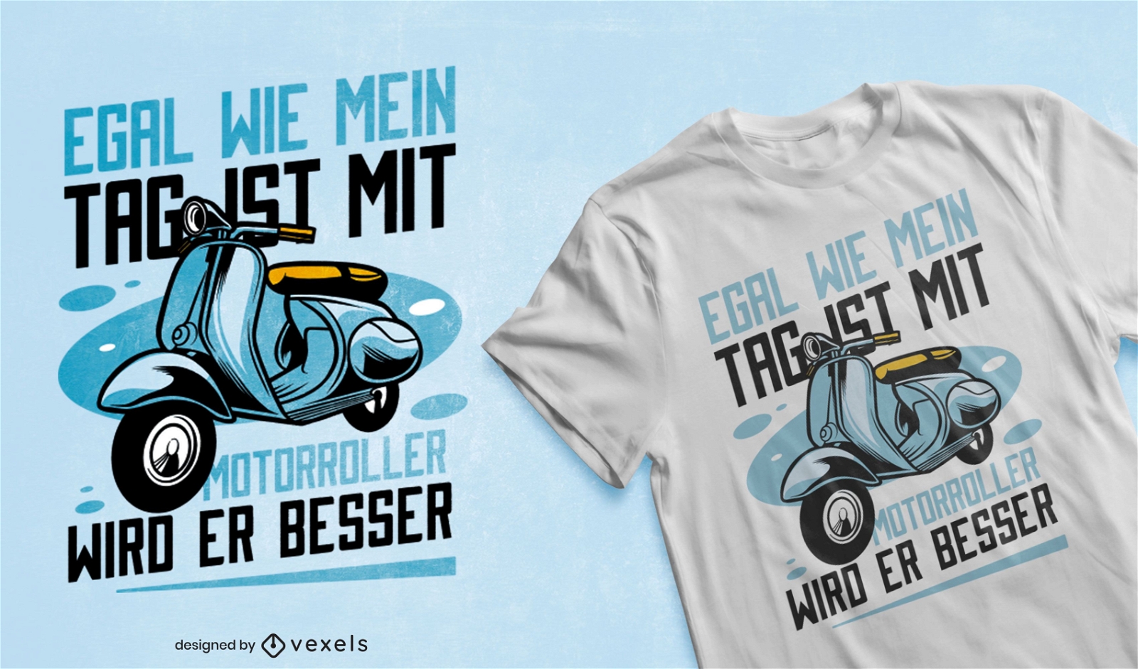 Blue scooter transport t-shirt design