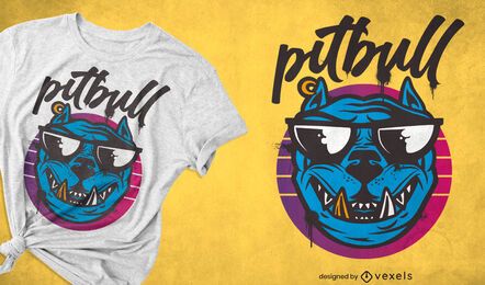 Pitbull Hund Sonnenbrille Cartoon T-Shirt