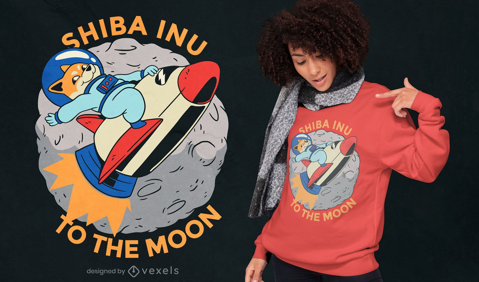 Moneda de Shiba Inu a la luna diseño de camiseta