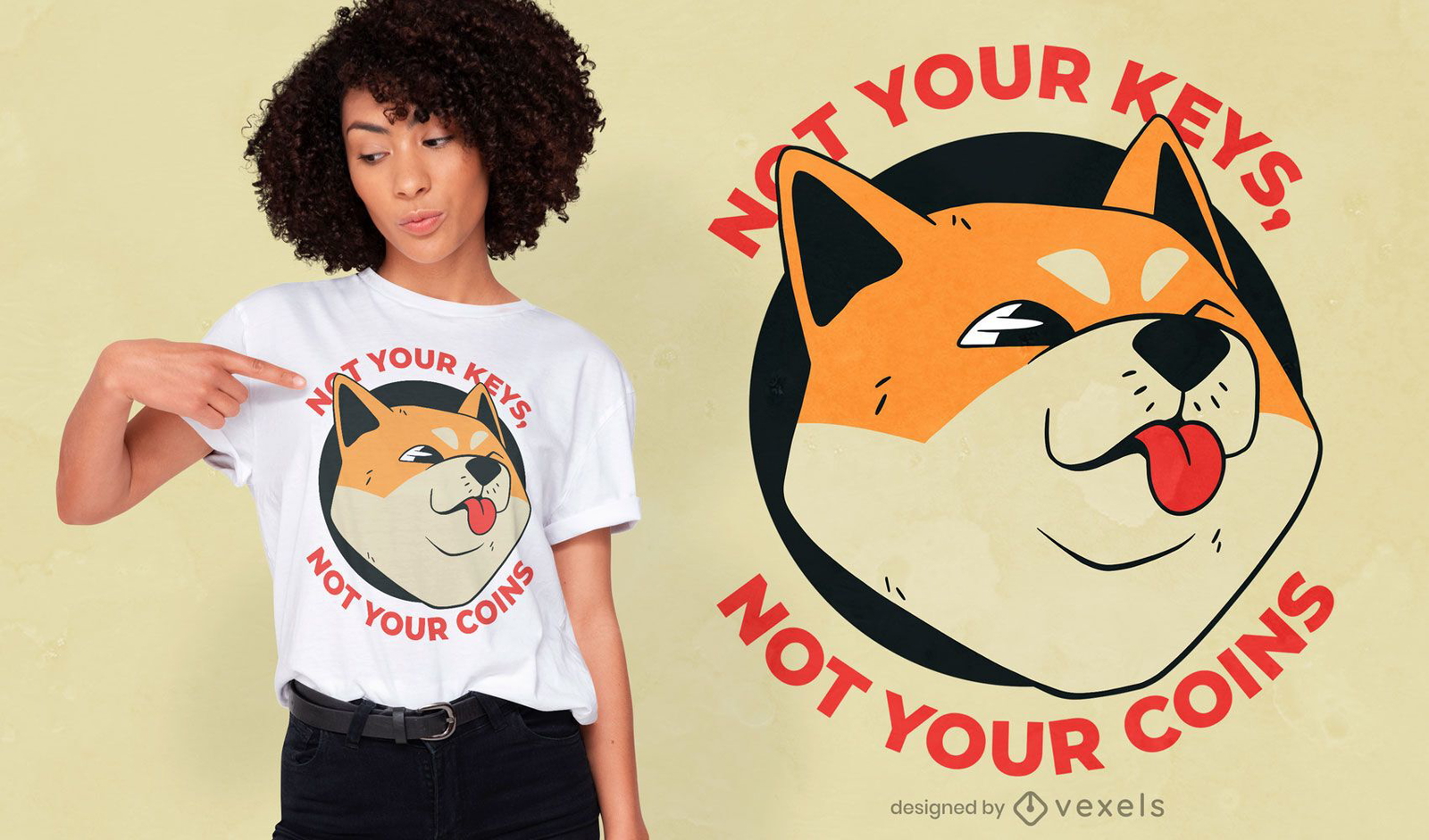 Shiba Inu Münze lustiges Zitat T-Shirt Design