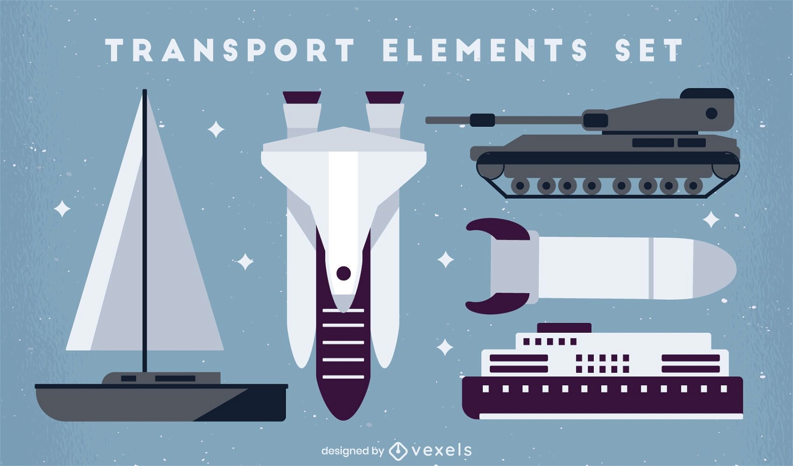 Conjunto plano de elementos de transporte