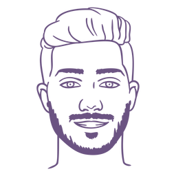 Purple man with beard filled stroke PNG Design Transparent PNG