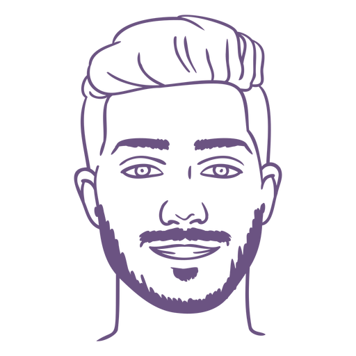 Homem roxo com traço cheio de barba Desenho PNG