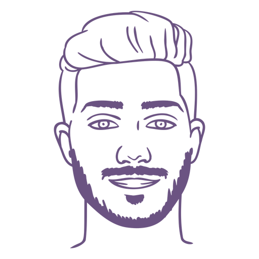 Purple man with beard filled stroke PNG Design