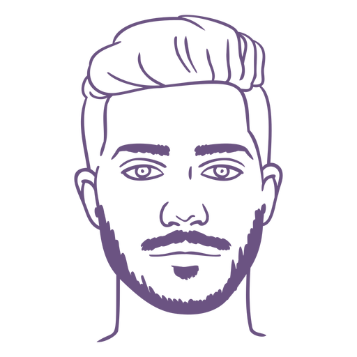 Homem com traço cheio de cara reta Desenho PNG