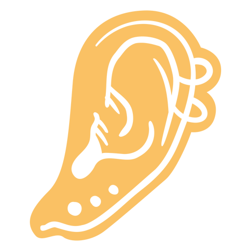Menschliches Ohr mit ausgeschnittenen Piercings PNG-Design
