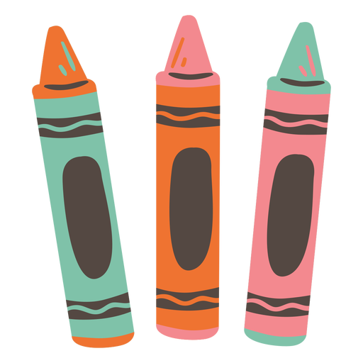 Crayons set semi flat PNG Design