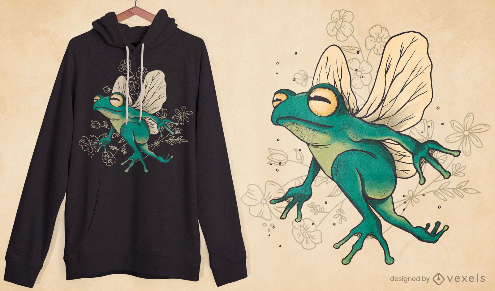 Feenfrosch mit Flügel-T-Shirt-Design