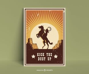 Cowboy in horse silhouette poster design
