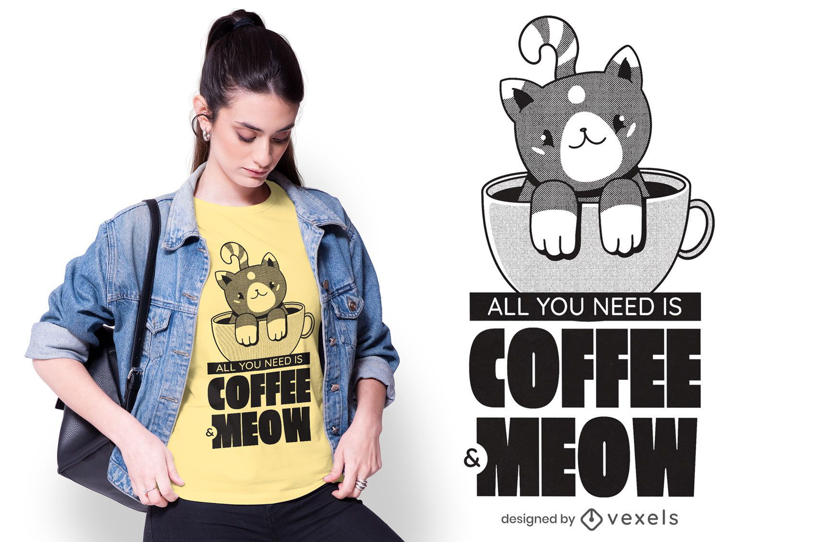 Camiseta con cita de amante del café y los gatos