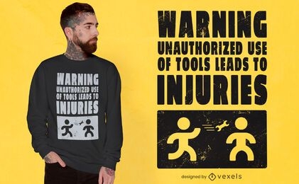 Diseño de camiseta de señal de advertencia mecánica.