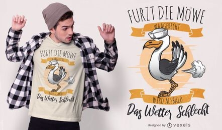 Projeto de camiseta com citações alemãs do tempo da gaivota