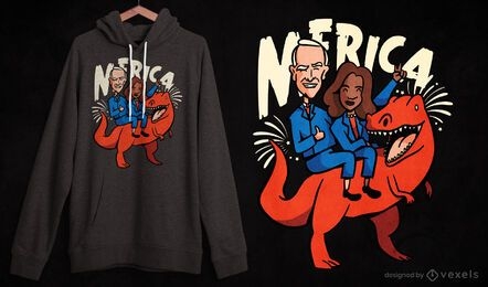 Politics parody t-rex dinosaur t-shirt design