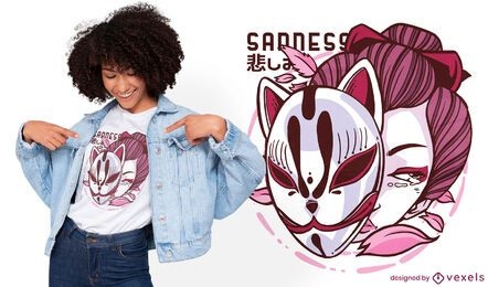 Japanese woman kitsune mask t-shirt design