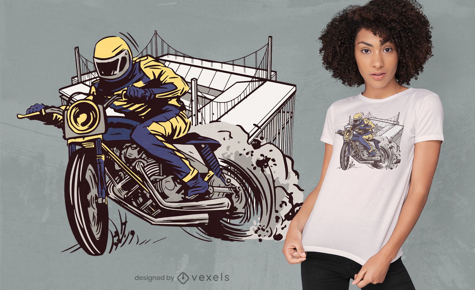 Design de camiseta para motociclistas em alta velocidade